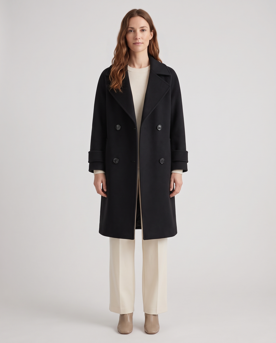 Adelheide | Women's Double-Breasted Cashmere-Blend Slim Coat