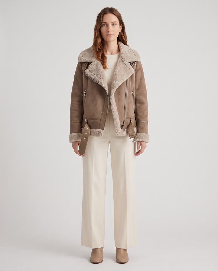 Margriet | Women's Suede Lambswool Lapel Jacket