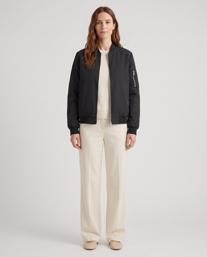 Ximena | Women's Vintage-Inspired Zip Bomber Jacket