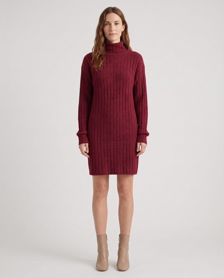 Zerline | Women's Turtleneck Textured Knit Dress