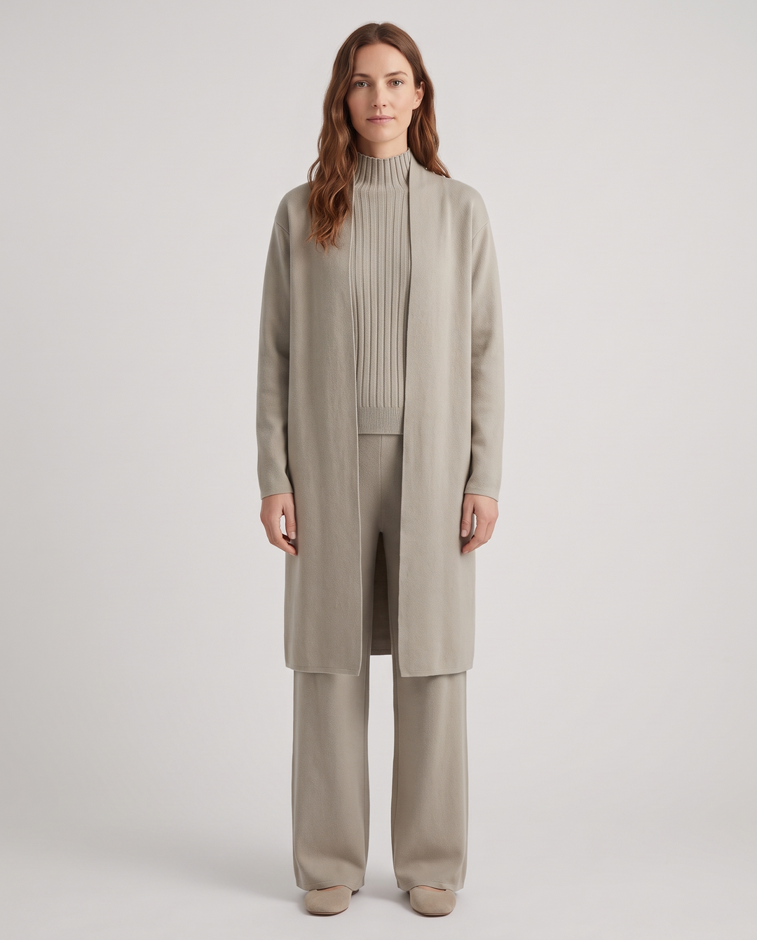 Desiderata | Women's Knit Three-Piece Vest-Cardigan-Trousers Set