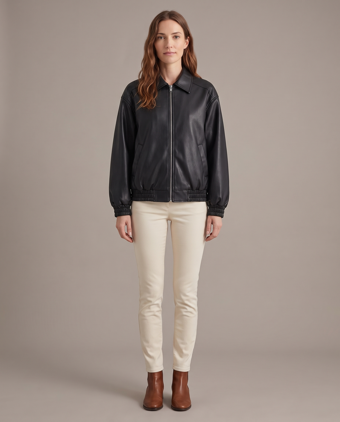 Gratiana | Women's Loose Moto Faux-Leather Jacket