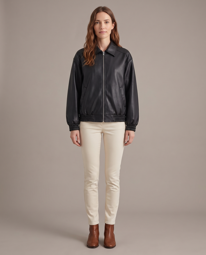 Gratiana | Women's Loose Moto Faux-Leather Jacket