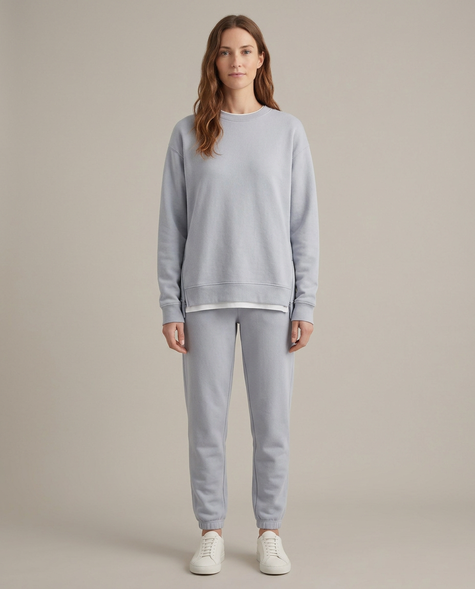 Harriette | Women's Refined Two-Piece Slit Sweatshirt & Pants Set