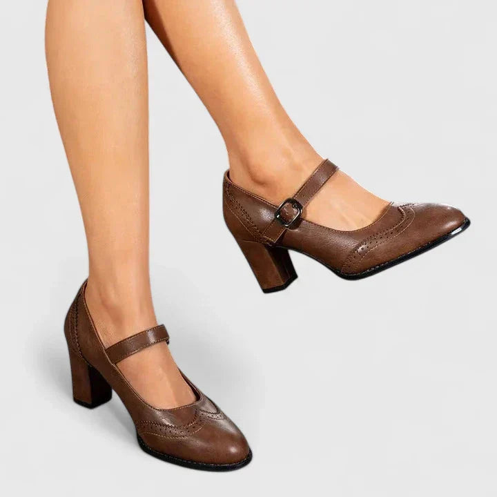 Winona Orthopedic-Style Brogue Mary Jane Block Heels - image 1