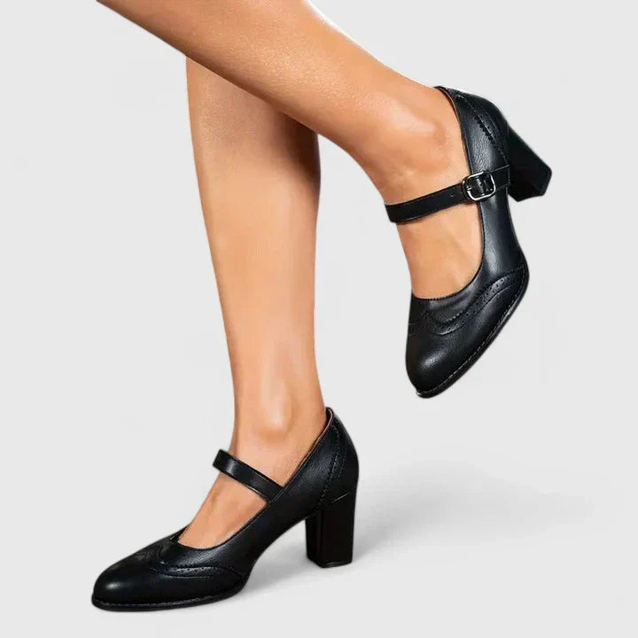Winona Orthopedic-Style Brogue Mary Jane Block Heels - image 5