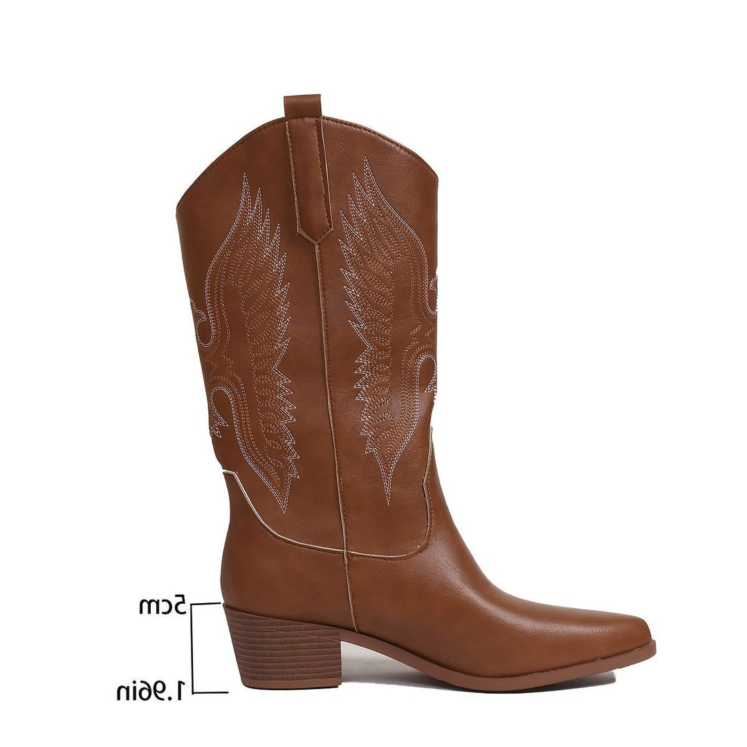 Imogene | Women's Western Knee-High Cowboy Boots with Wing Embroidery