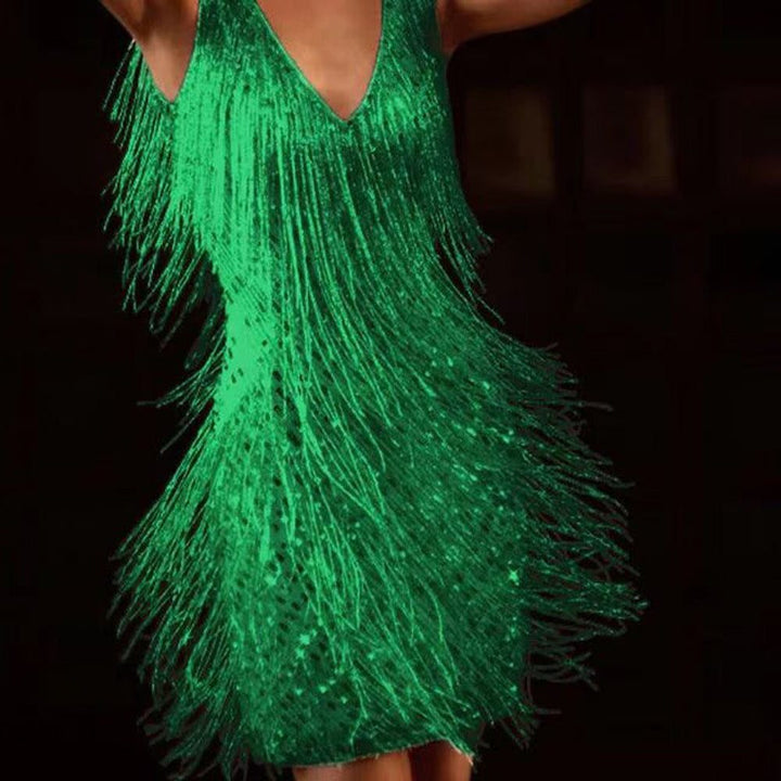 Isidora | Women's Sequin Mini Dress with Fringe