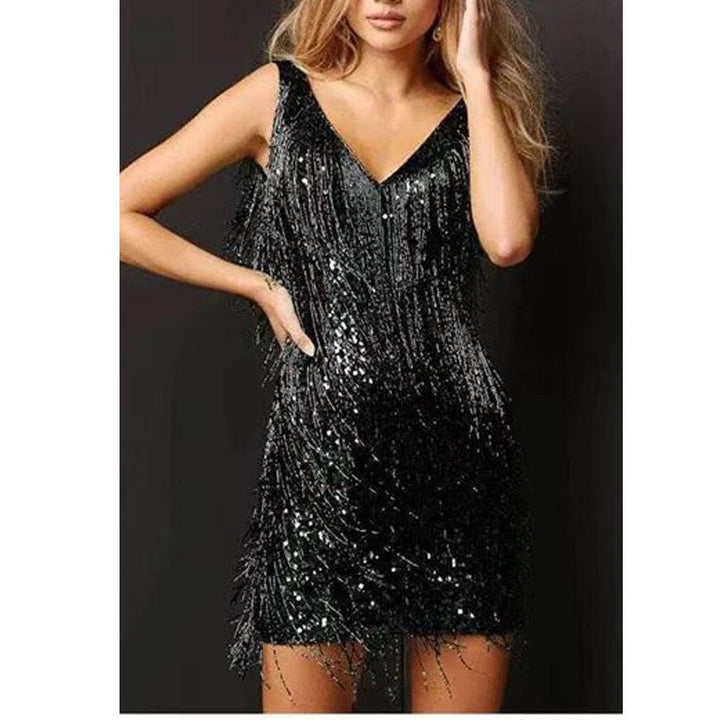 Isidora | Women's Sequin Mini Dress with Fringe