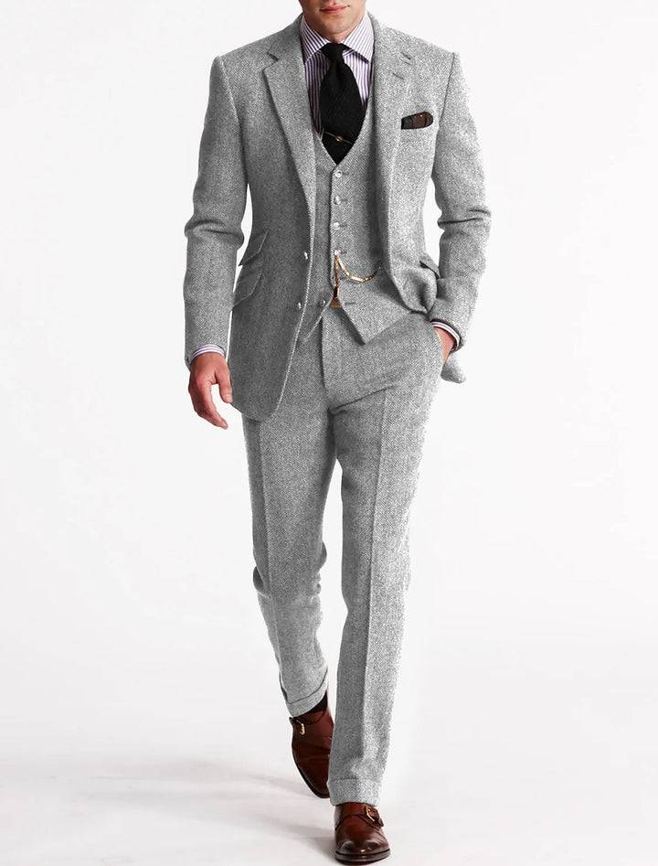 Clark | Men's Tailored Slim Fit Tweed Three-Piece Suit Set