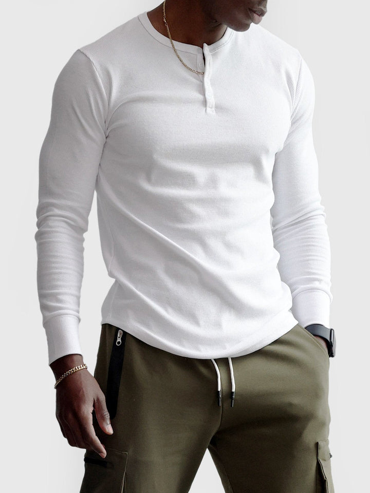 Clive | Men's Ribbed Henley Sweater