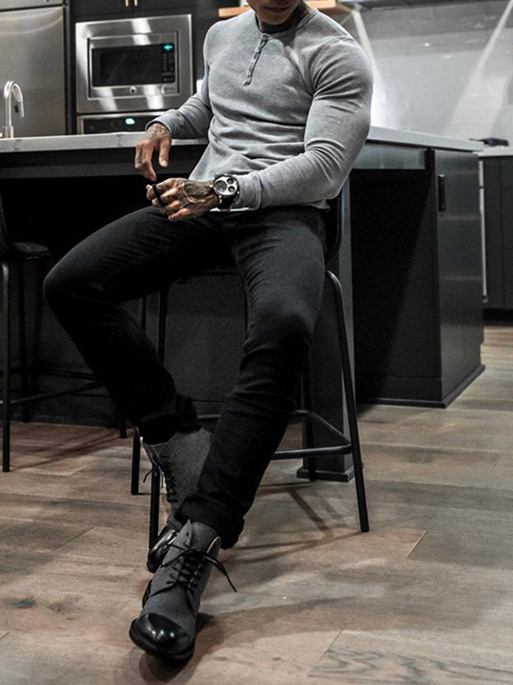 Clive | Men's Ribbed Henley Sweater