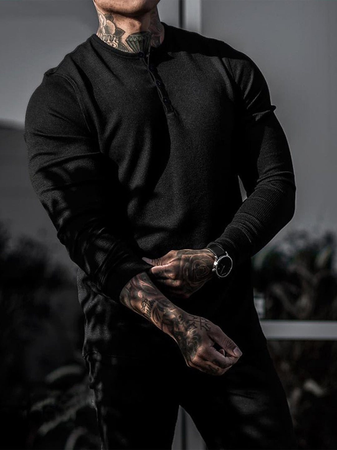 Clive | Men's Ribbed Henley Sweater