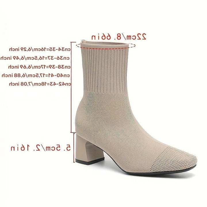 Kishori | Women's Ribbed Knit Block Heel Ankle Boots