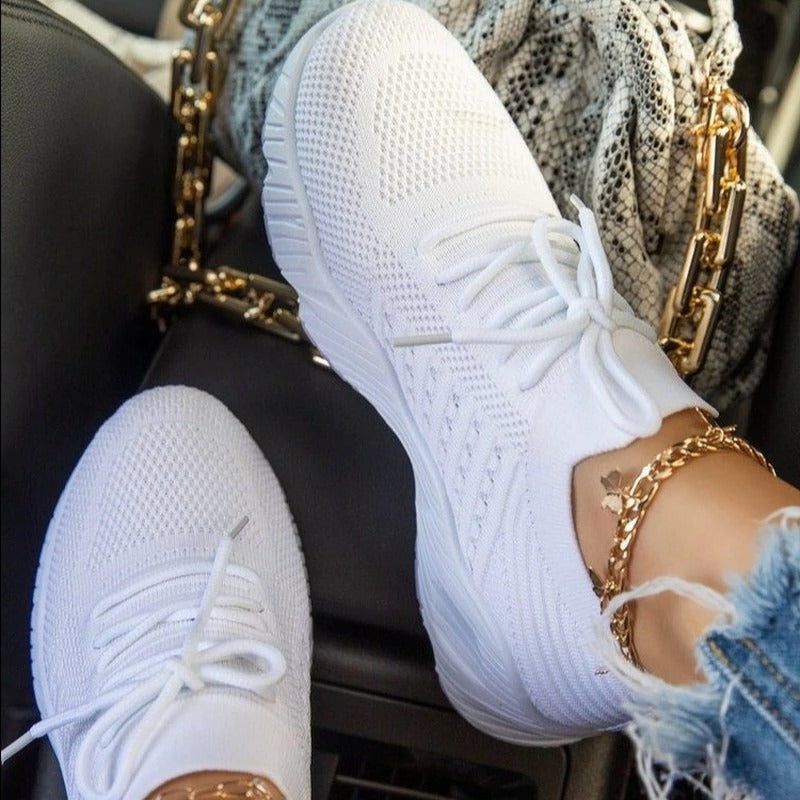 Karolina | Women's Knit Platform Sneakers with Lace-Up