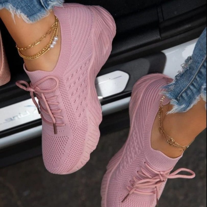 Karolina | Women's Knit Platform Sneakers with Lace-Up
