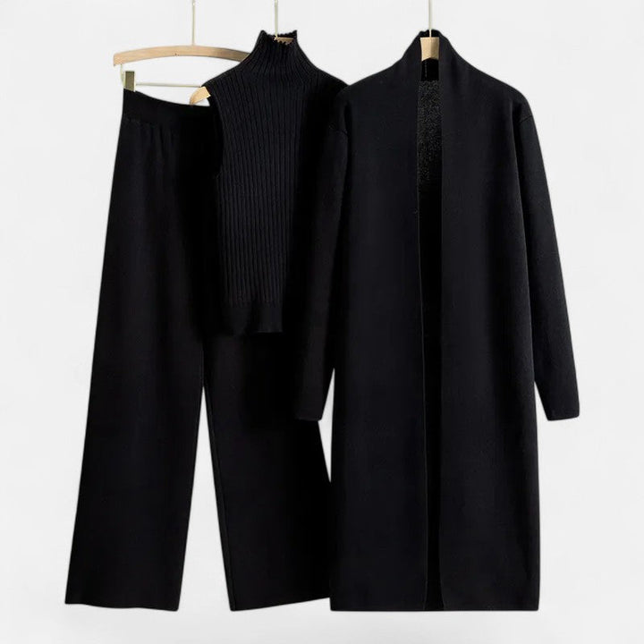 Desiderata | Women's Knit Three-Piece Vest-Cardigan-Trousers Set