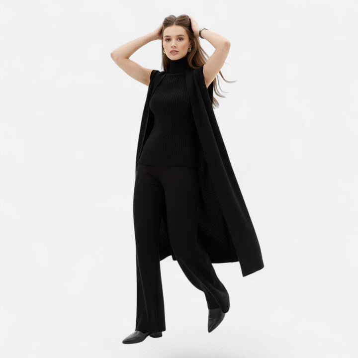 Desiderata | Women's Knit Three-Piece Vest-Cardigan-Trousers Set