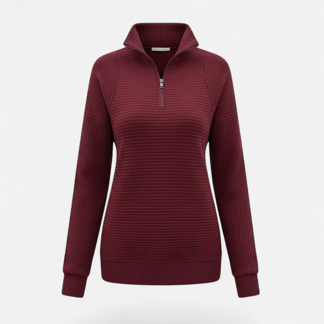 Gislena | Women's Zipper Stand-Collar Knit Sweaters
