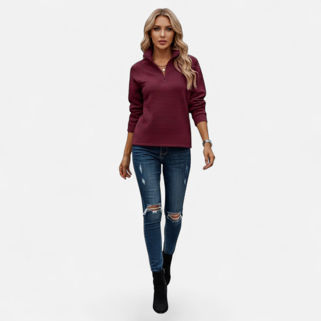 Gislena | Women's Zipper Stand-Collar Knit Sweaters