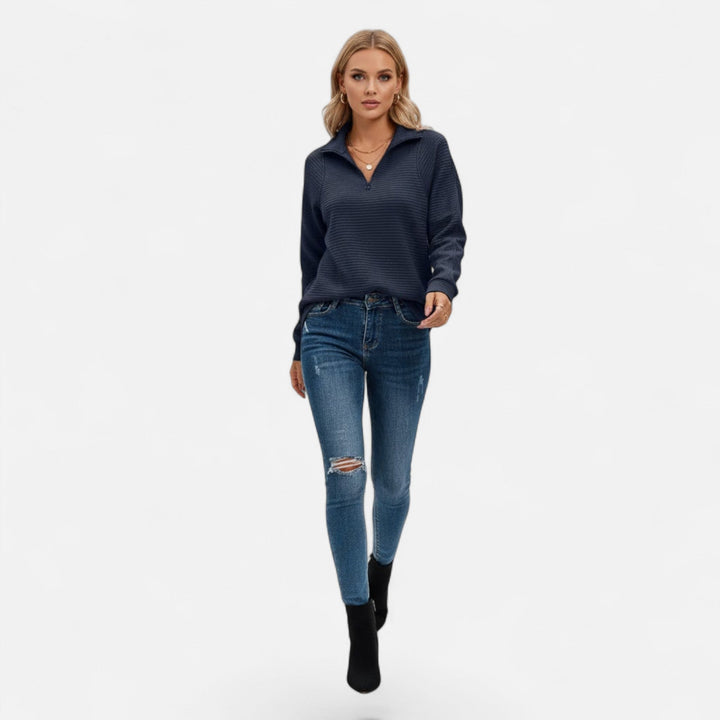 Gislena | Women's Zipper Stand-Collar Knit Sweaters