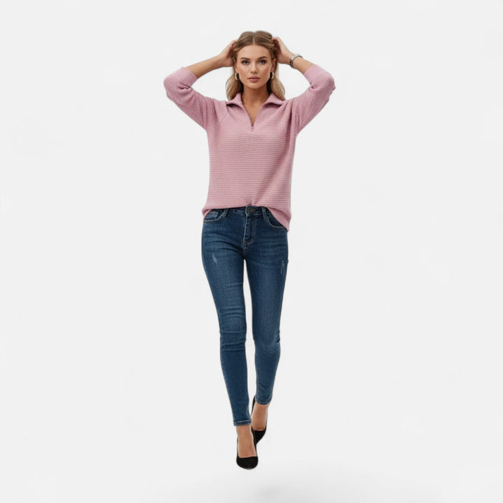 Gislena | Women's Zipper Stand-Collar Knit Sweaters