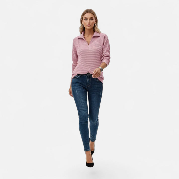Gislena | Women's Zipper Stand-Collar Knit Sweaters
