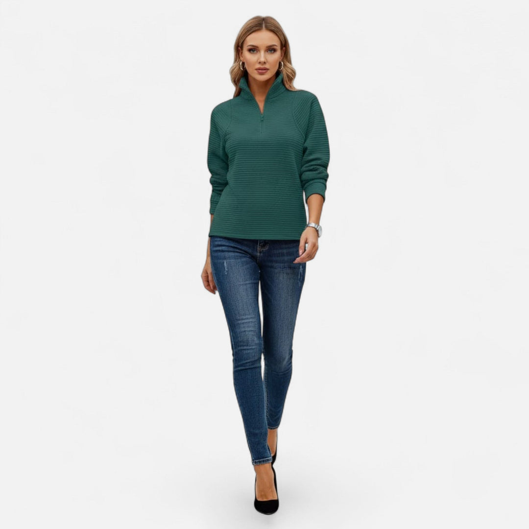 Gislena | Women's Zipper Stand-Collar Knit Sweaters