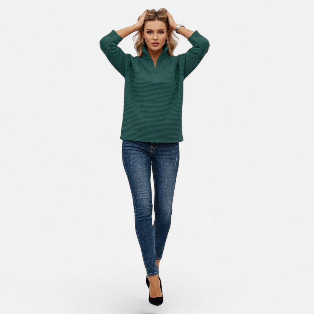 Gislena | Women's Zipper Stand-Collar Knit Sweaters