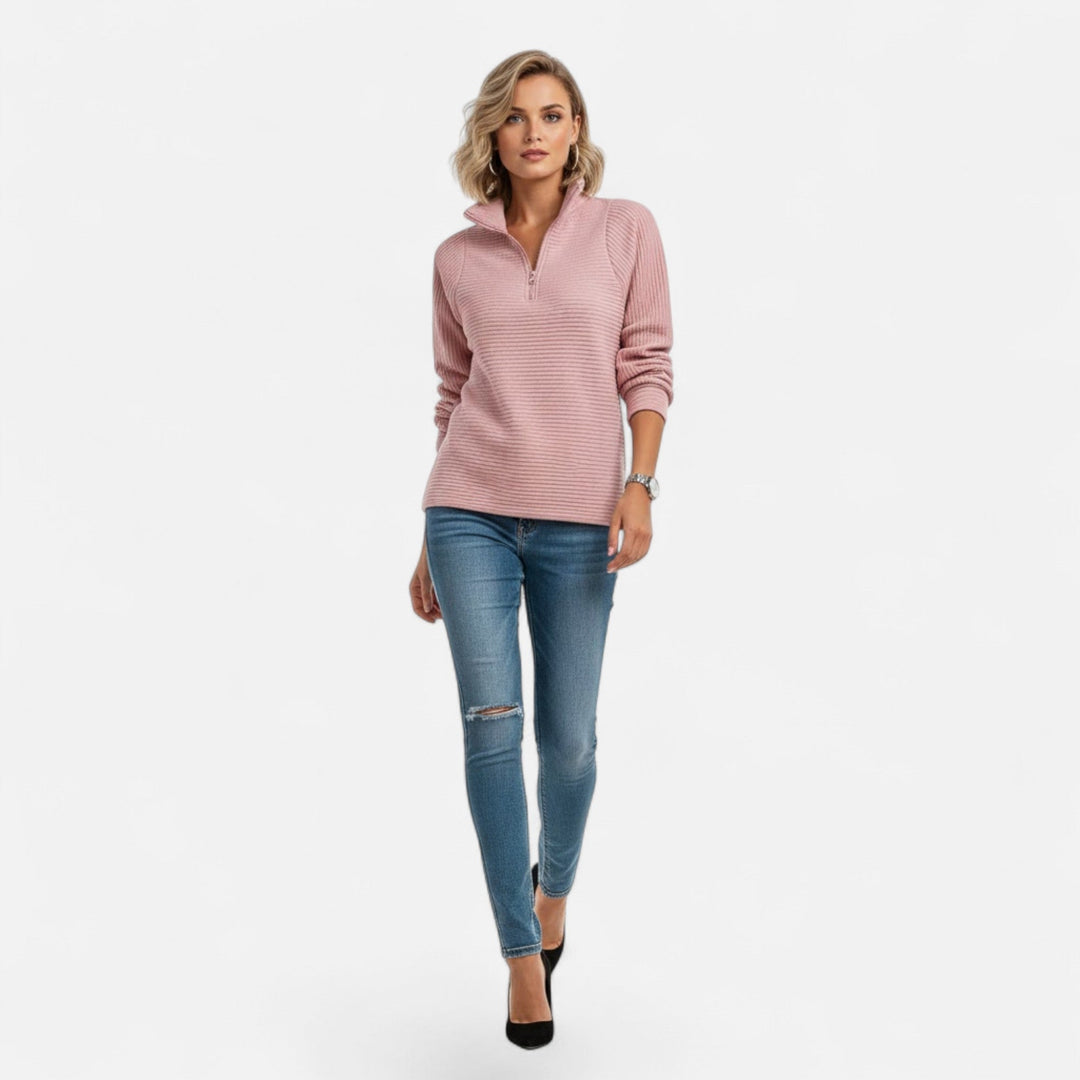 Gislena | Women's Zipper Stand-Collar Knit Sweaters