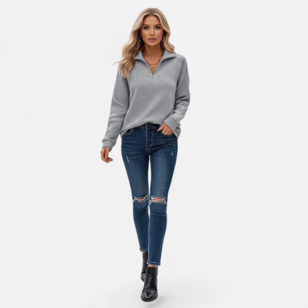 Gislena | Women's Zipper Stand-Collar Knit Sweaters