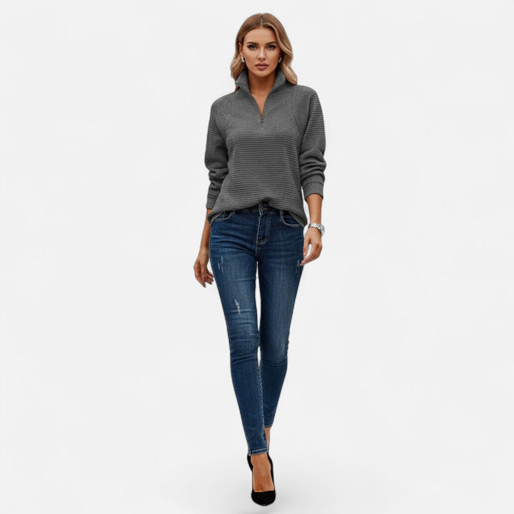 Gislena | Women's Zipper Stand-Collar Knit Sweaters