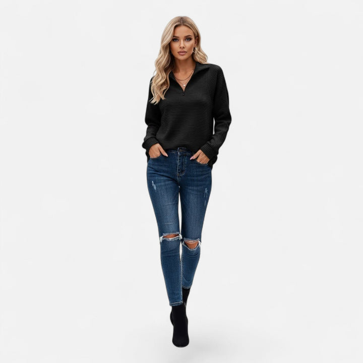 Gislena | Women's Zipper Stand-Collar Knit Sweaters