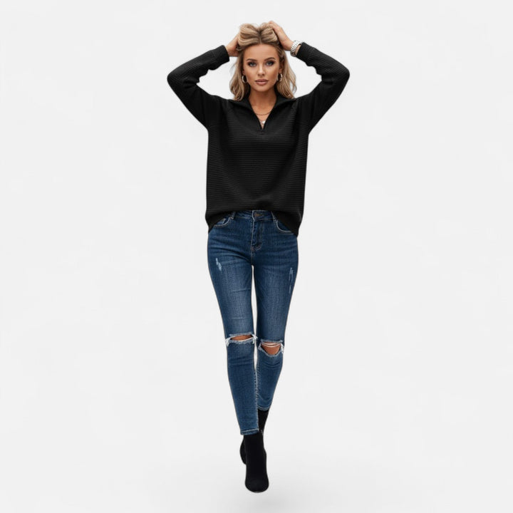 Gislena | Women's Zipper Stand-Collar Knit Sweaters