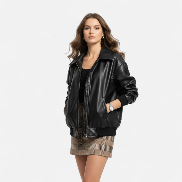 Gratiana | Women's Loose Moto Faux-Leather Jacket