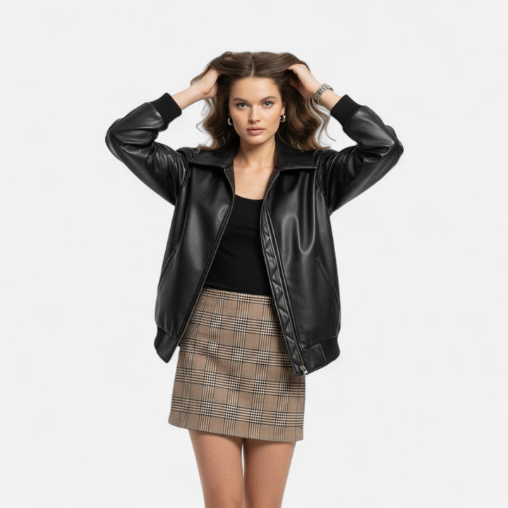 Gratiana | Women's Loose Moto Faux-Leather Jacket