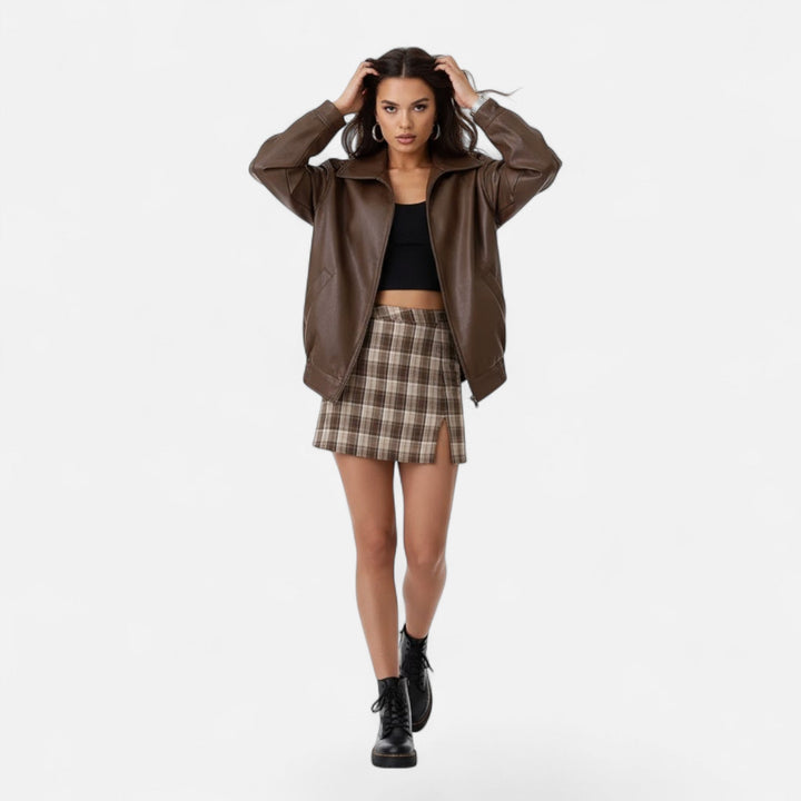 Gratiana | Women's Loose Moto Faux-Leather Jacket