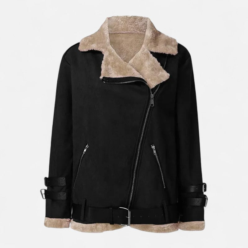 Guillemine | Women's Deerskin & Lamb-Wool Moto Coat