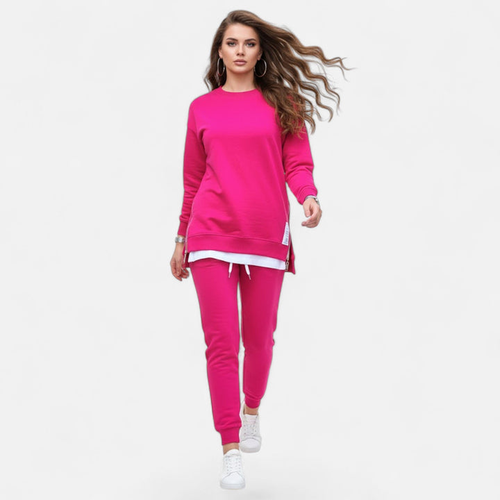 Harriette | Women's Refined Two-Piece Slit Sweatshirt & Pants Set
