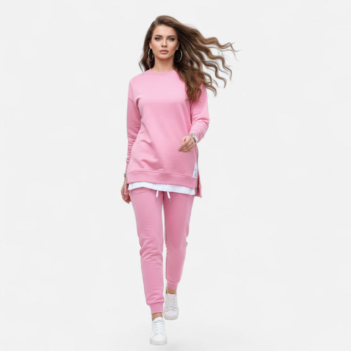 Harriette | Women's Refined Two-Piece Slit Sweatshirt & Pants Set