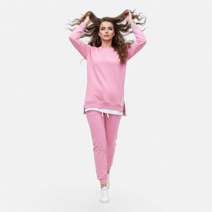 Harriette | Women's Refined Two-Piece Slit Sweatshirt & Pants Set