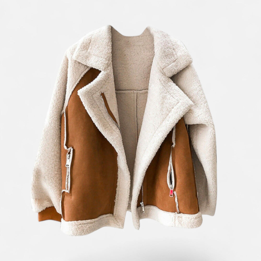 Huberta | Women's Short Suede Lamb-Velvet Moto Jacket