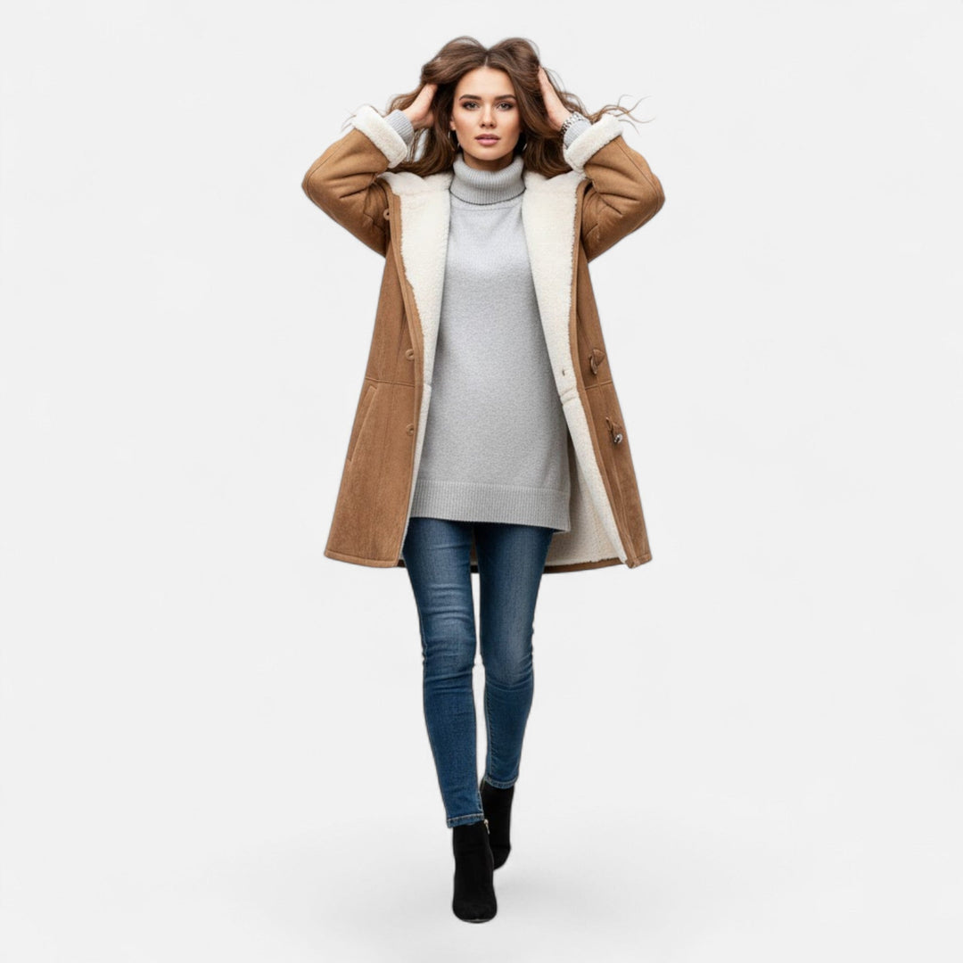 Josefien | Women's Hooded Button-Front Winter Coat with Pockets
