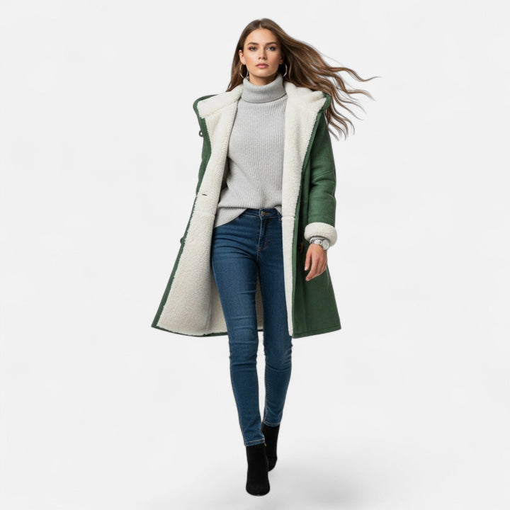 Josefien | Women's Hooded Button-Front Winter Coat with Pockets
