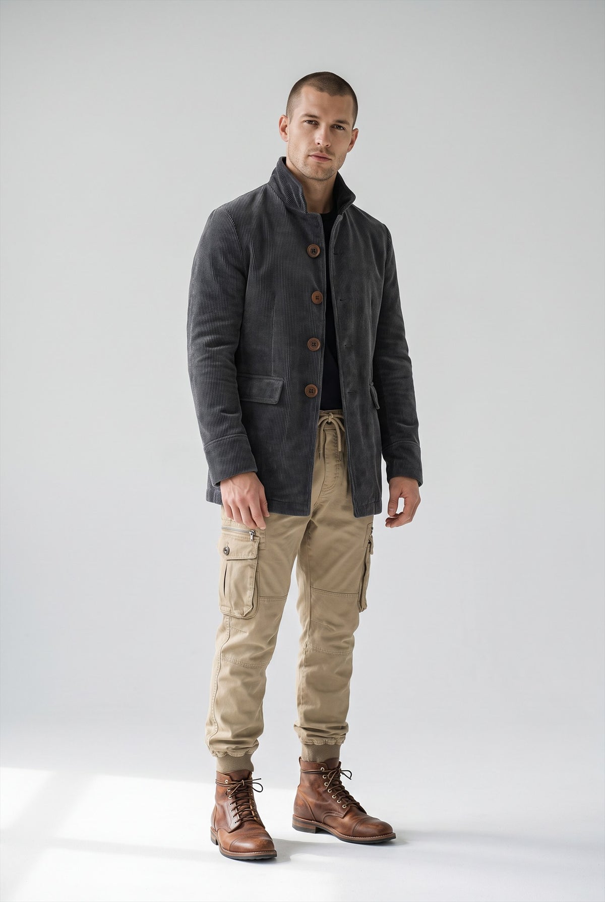 Model wearing Fitzwilliam, Anselm, Barnaby