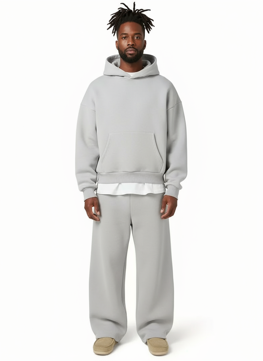 Men's Hooded Sweatsuit Set with Straight-Leg Joggers
