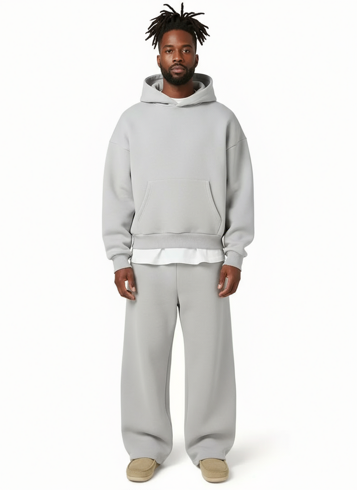 Men's Hooded Sweatsuit Set with Straight-Leg Joggers