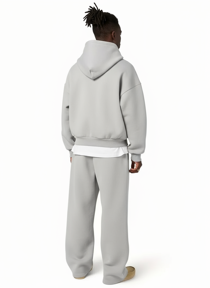 Men's Hooded Sweatsuit Set with Straight-Leg Joggers