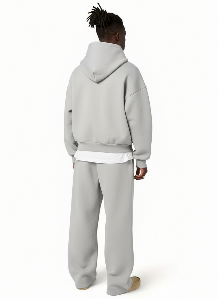 Men's Hooded Sweatsuit Set with Straight-Leg Joggers