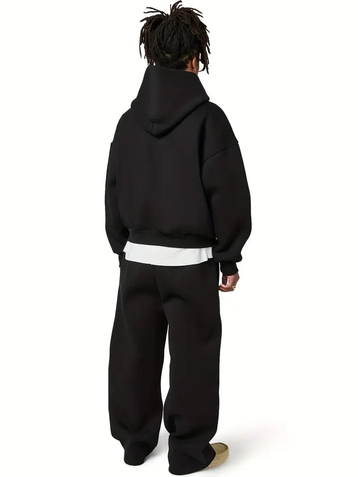Men's Hooded Sweatsuit Set with Straight-Leg Joggers